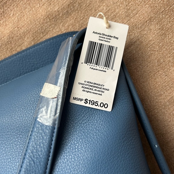 NWT Vera Bradley Women's Leather Astoria Shoulder Bag Quiet Harbor - Picture 7 of 9